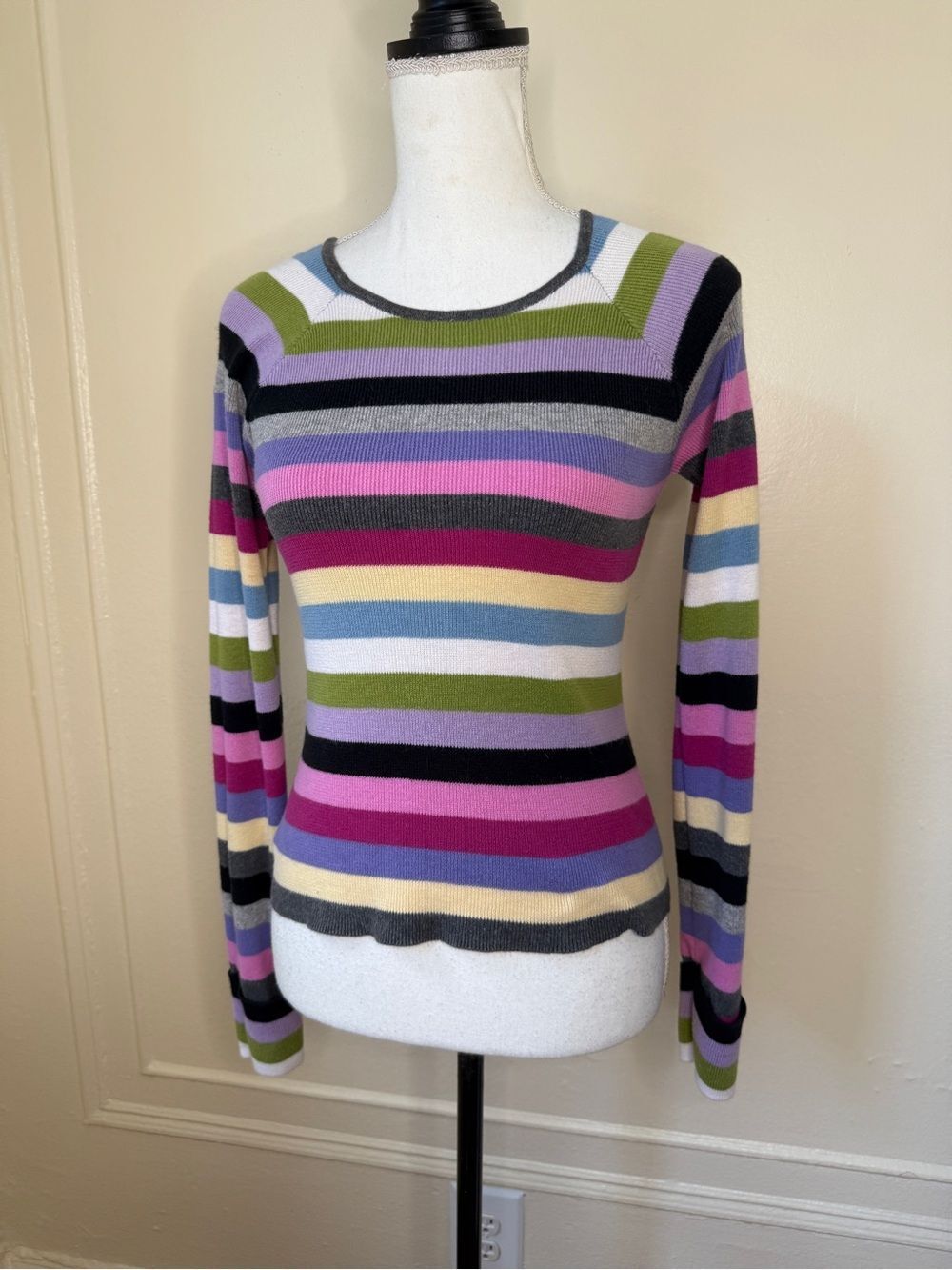 1990s Y2K Whimsigoth Barbiecore No Boundaries Multi-colored Striped Top